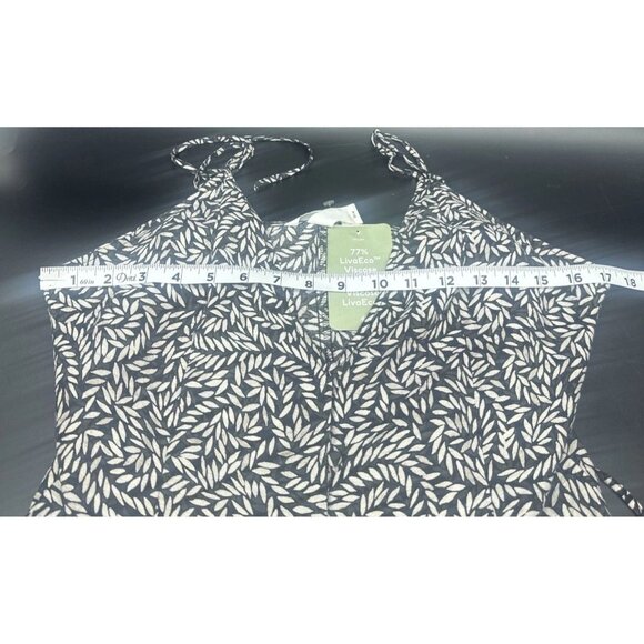 H & M Women’s Black White Sleeveless Button Front Viscose Mini Dress Sz M NEW - Picture 8 of 9